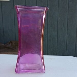Square Pink Glass Vase